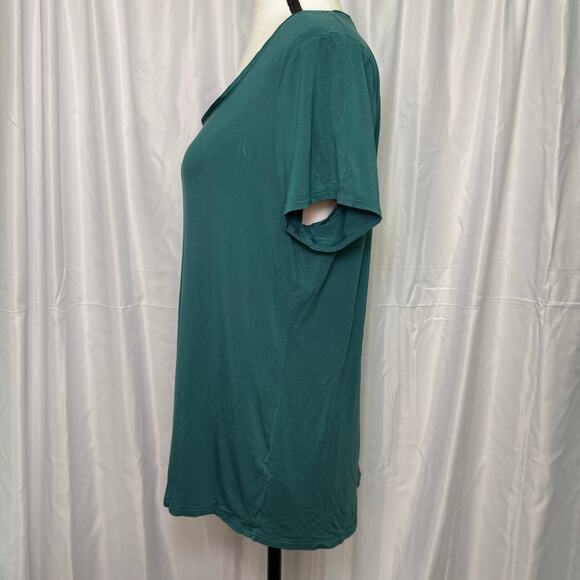 White House Black Market Teal Scoop Neck Stretch Tee Size L - Picture 2 of 8